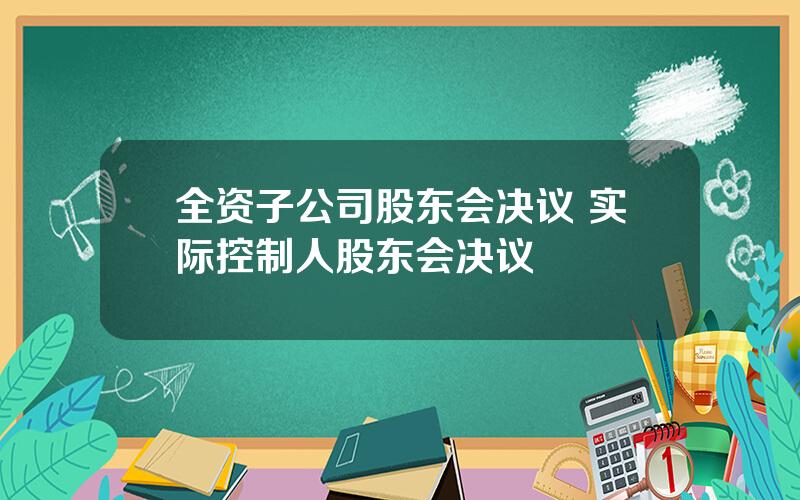 全资子公司股东会决议 实际控制人股东会决议